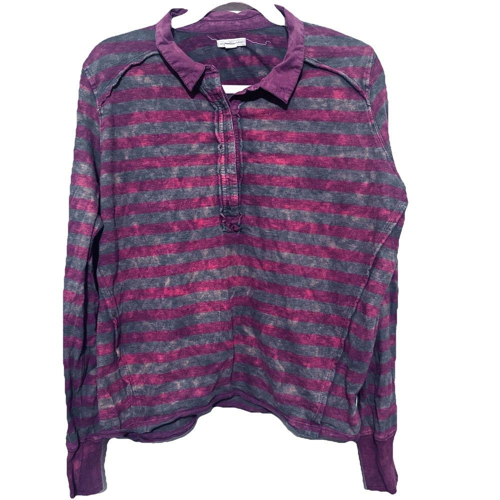 Melrose & Market Shirt Womens L Burgundy Mineral‎ Washed Long sleeve Polo Knit